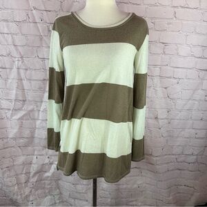 NWT bombom boutique cream tan Striped Long Sleeve sweater tunic